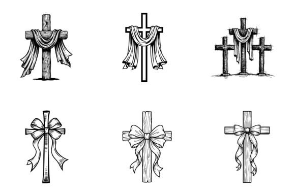 6 Easter Cross Drape Bow SVG: Graphics & T-Shirt Designs
