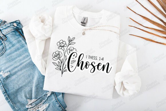 Chosen Floral Faith Typography – Graphics & T-Shirt Designs