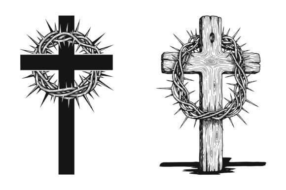 Cross Crown of Thorns SVG Bundle: Graphics for T-Shirt Designs