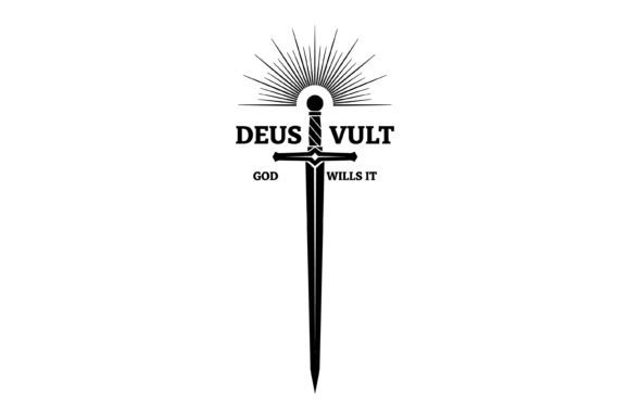 Deus Vult Sword Cross Graphics & T-Shirt Designs