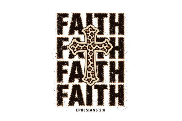 Faith Leopard Cross Ephesians 2:8 SVG Graphics for T-Shirt Designs