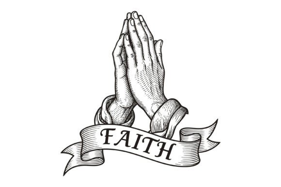Faith Praying Hands Vintage Design: Graphics & T-Shirts