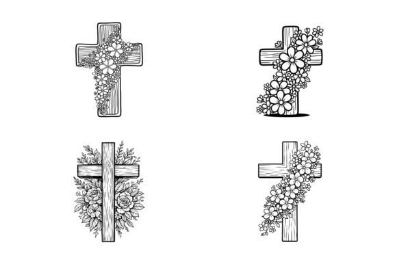 Floral Wooden Cross SVG Bundle: Graphics for T-Shirt Designs