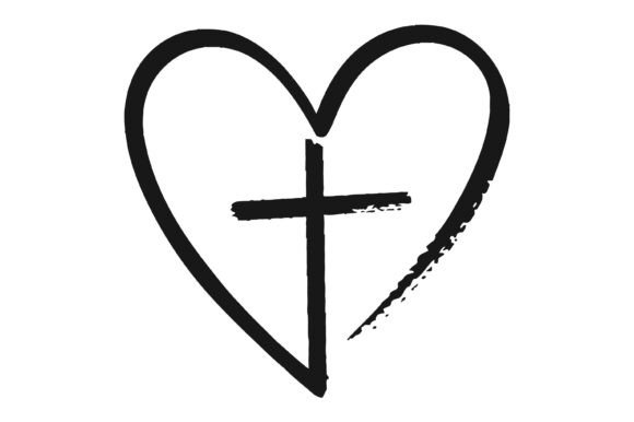 Heart Cross Brush Stroke SVG for Graphics, T-Shirt Designs