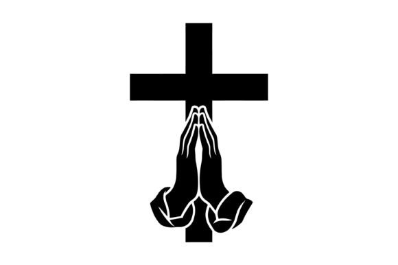 Praying Hands Cross Design Graphics for T-Shirt Designs