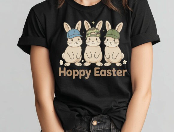 Retro Hoppy Easter Graphic: Camo Bunny T-Shirt Design